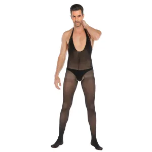 Men's Underwear Solid Color Neck Open Range Jumpsuit