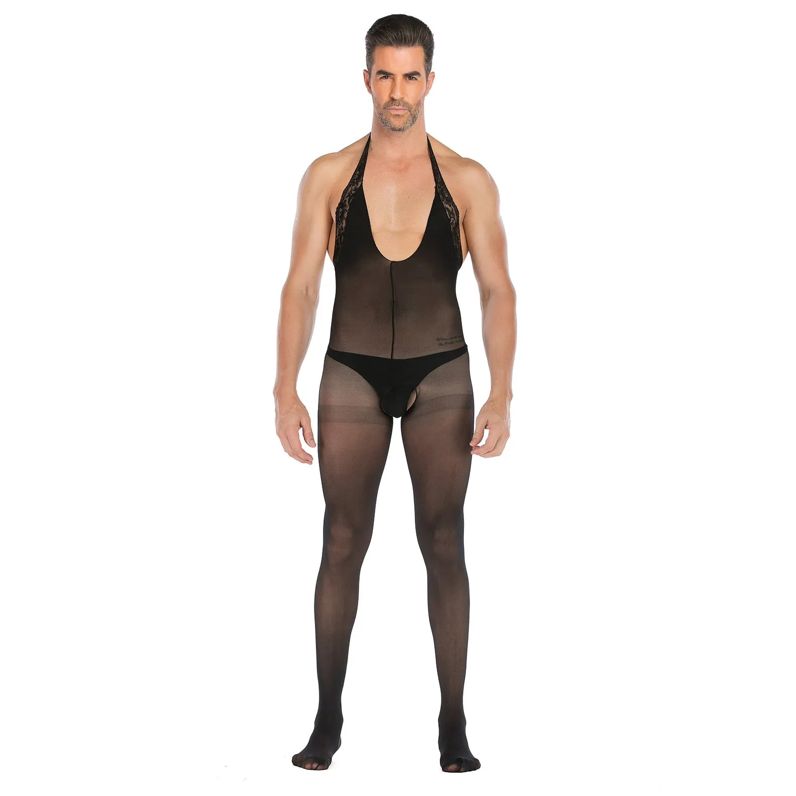 Men's Underwear Solid Color Neck Open Range Jumpsuit