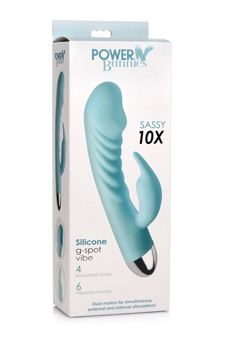 Power Bunnies Sassy 10X Silicone G-Spot Rechargeable Vibrator - Teal