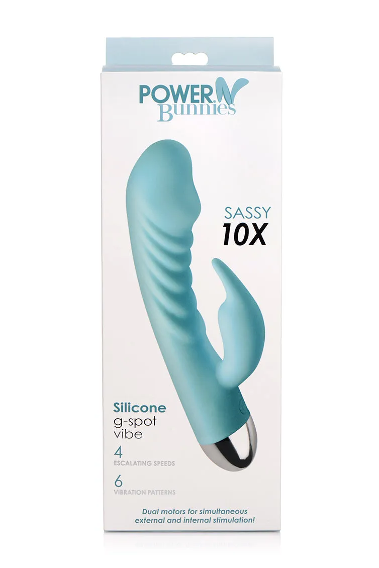 Power Bunnies Sassy 10X Silicone G-Spot Rechargeable Vibrator - Teal