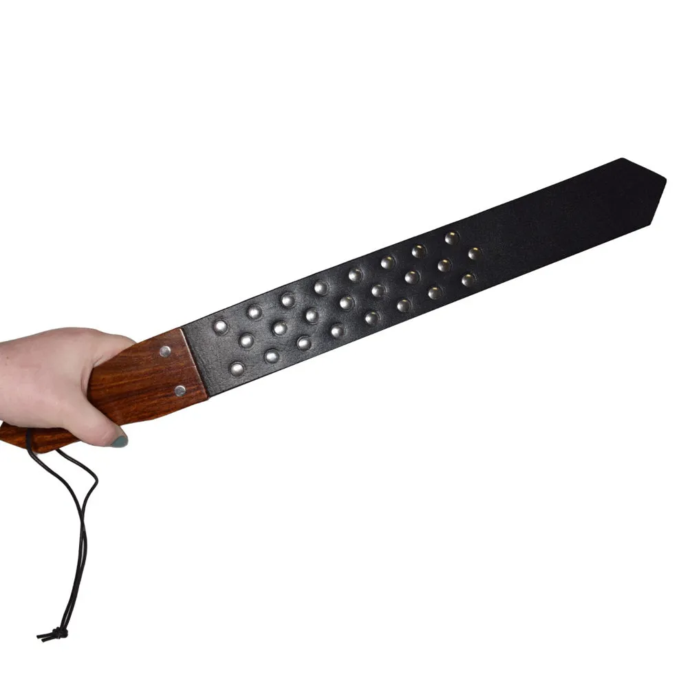 Prowler RED Leather and Wood Studded Paddle