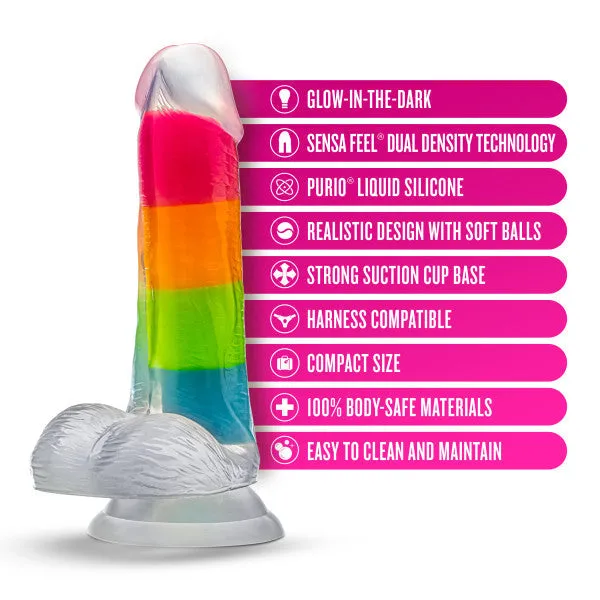 Rainbow Rave Glow in the Dark 6.5 Inch Silicone Dildo