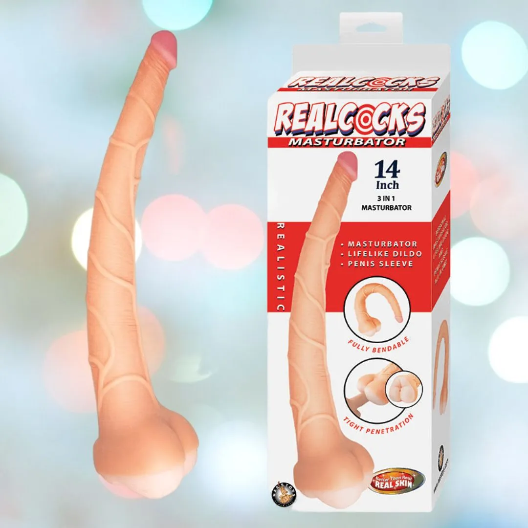 RealCocks Penis Masturbator 14 3-in-1 - Light