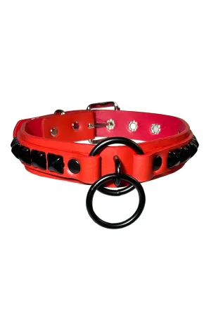 Red Studded Bondage Collar