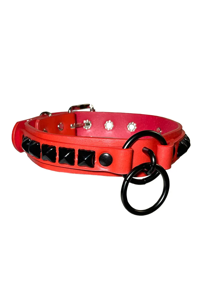 Red Studded Bondage Collar