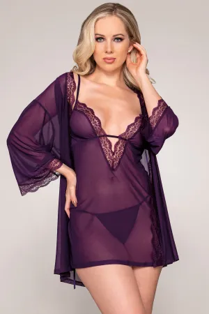 Sheer Mesh Chemise & Robe Set