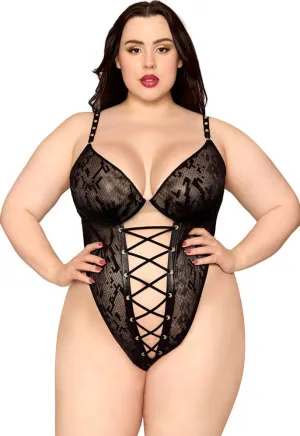 Sheer Snakeskin Teddy