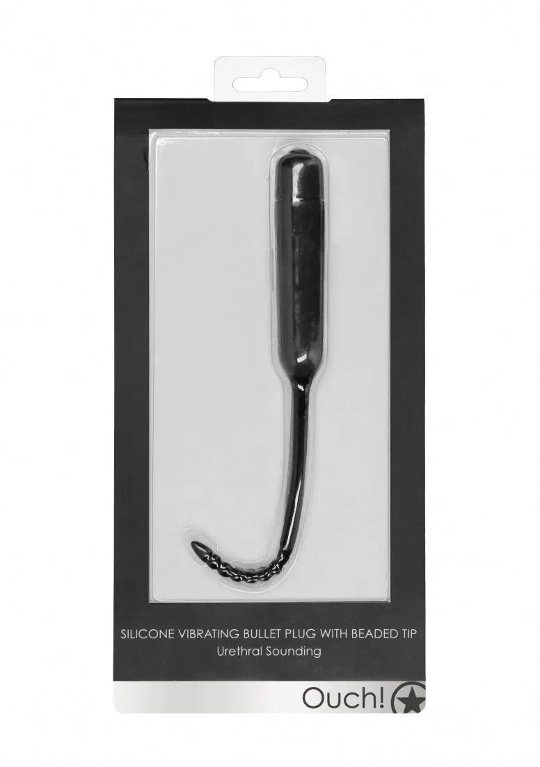 Silicone Vibrating Bullet Plug With Beaded Tip - Urethral Sounding
