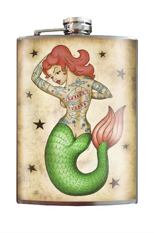 Tattooed Mermaid Flask
