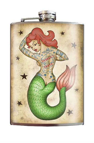 Tattooed Mermaid Flask