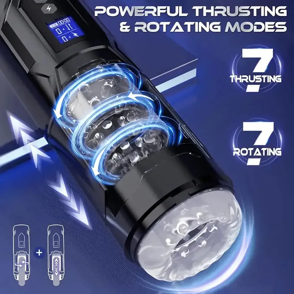 Thrusting Telescopic Rotation Glans Sucker Automatic Male Masturbator