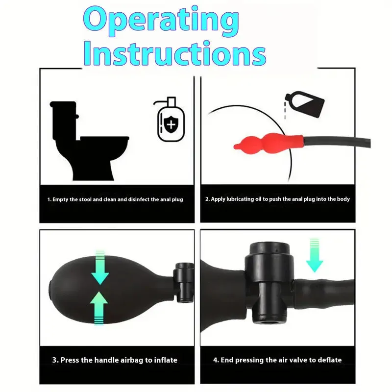 Unisex Anal Plug With Inflation Controller Inflatable Flirting Adult Toy