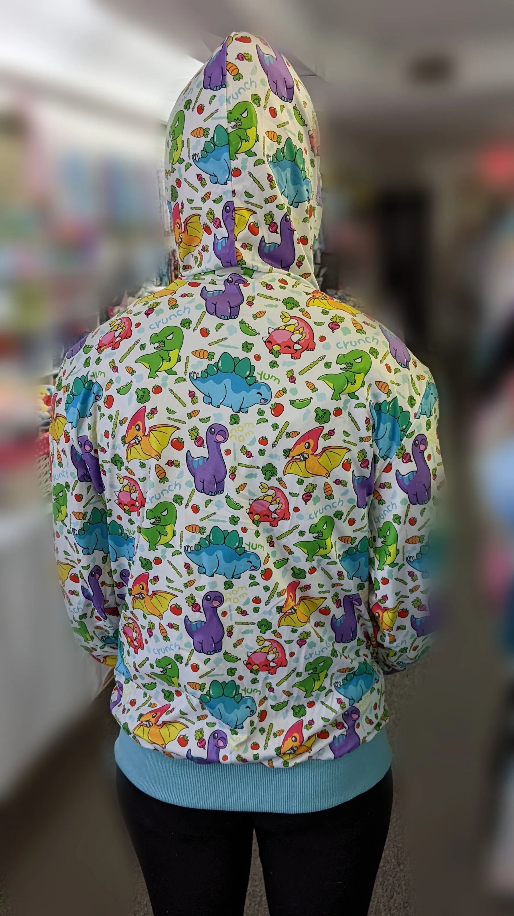 Veggisaurus Dinosaur Sweater with Hood & Pockets