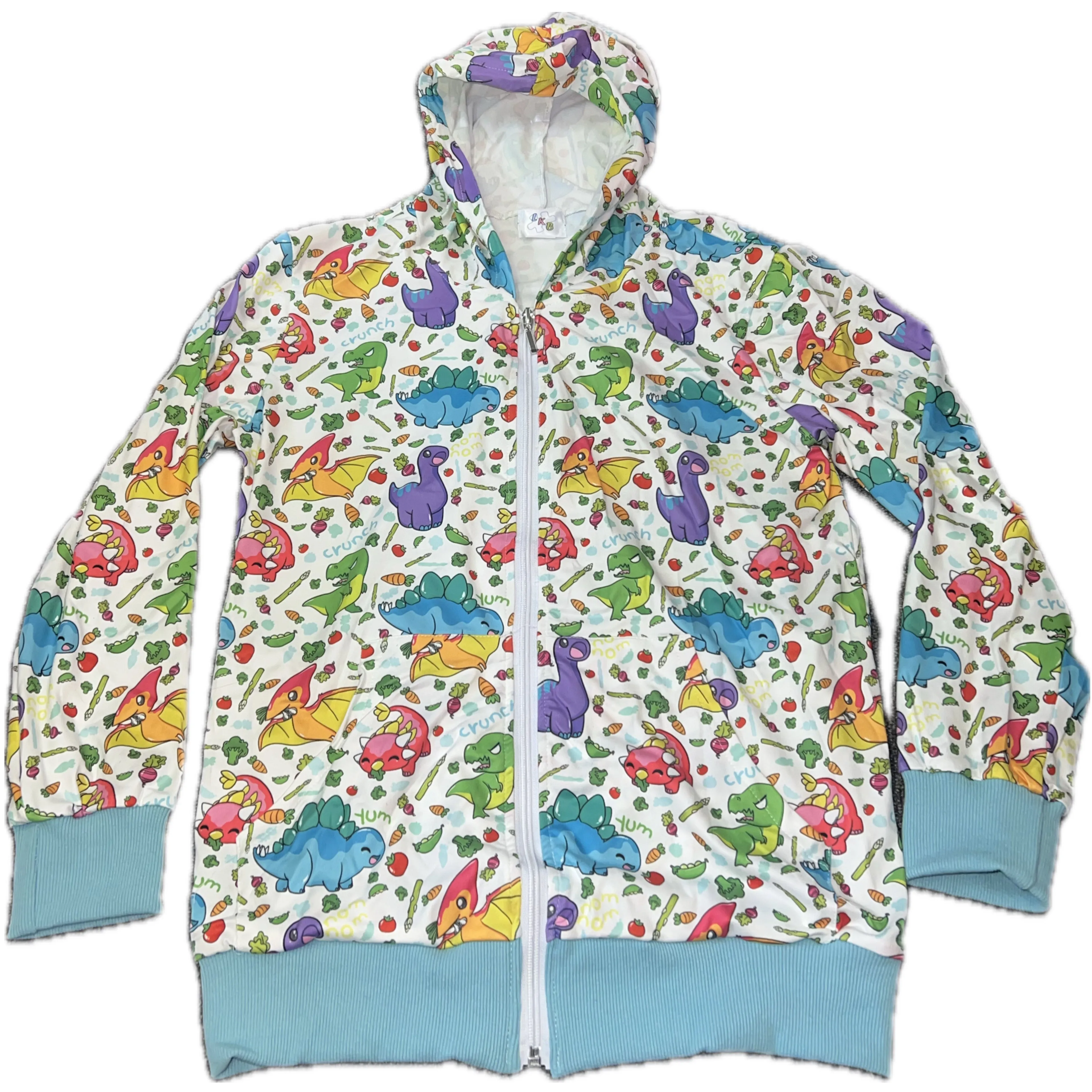 Veggisaurus Dinosaur Sweater with Hood & Pockets