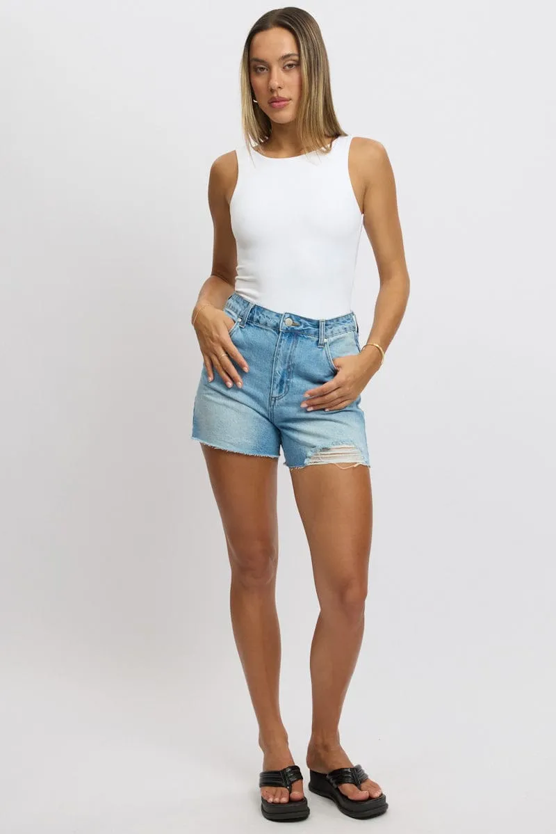 White Bodysuit Sleeveless Open Back Supersoft