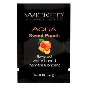 Wicked - Aqua Sweet Peach Flavored Water Based Lubricant Sachet 3ml
