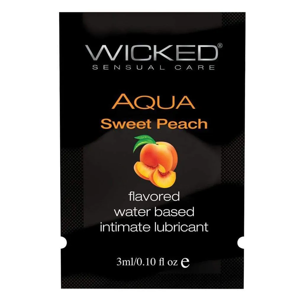 Wicked - Aqua Sweet Peach Flavored Water Based Lubricant Sachet 3ml